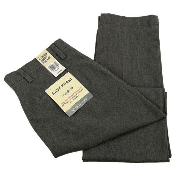 Dockers Pants Dockers Easy Khaki Gray Straight Fit Cotton Flat